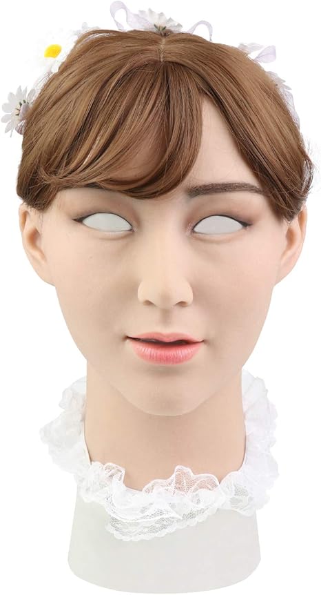 Amazon Co Jp Roanyer 女装 仮面 男性用 変装 マスク Cd 男の娘 コス メイク 女性 性転換マスク 仮装 シリコンマスク 美人月ちゃん ホビー