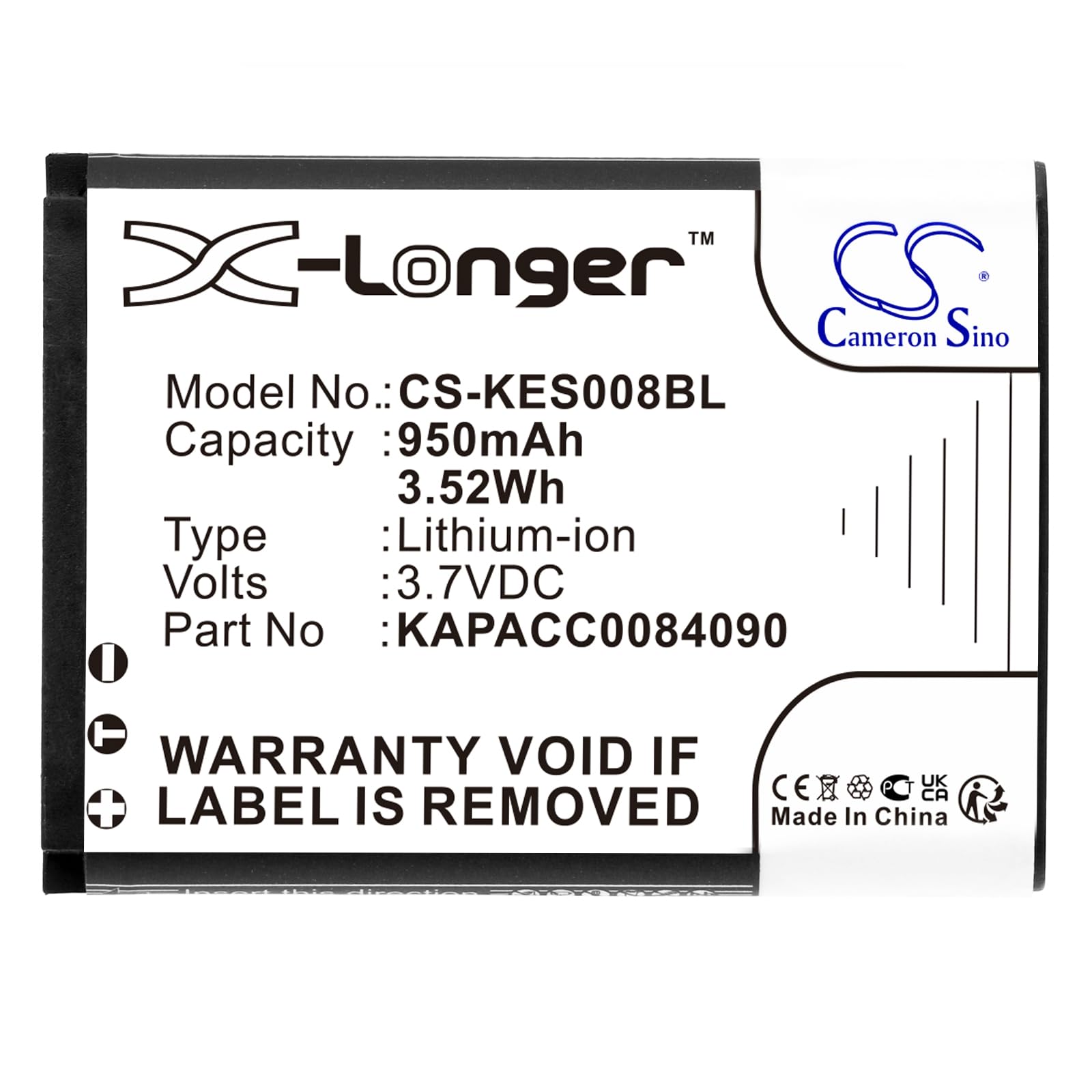 Techtek Batteries Compatible avec [KAP Else] ES-KAP-Ad VR, ESKAPAD remplace KAPACC0084090 FBA Noir