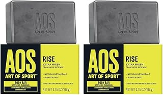 Art of Sport Mens Bar Soap (2-Pack) - Rise Scent - Charcoal Soap with Natural Botanicals - Shea Butter and Tea Tree Soap for Men – Fresh and Clean Fragrance – Bars of Soap Made for Athletes - 3.75oz