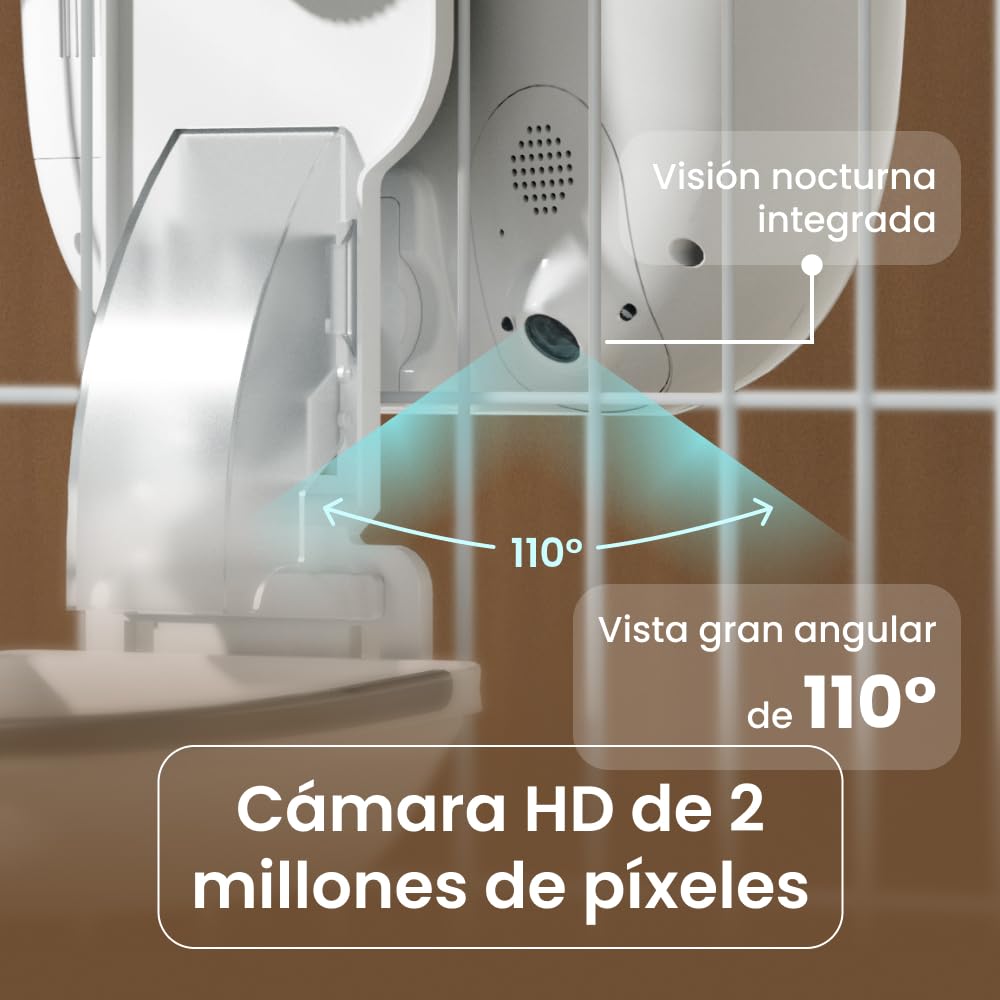 NOERDEN Hoppy Comedero con Cámara para Gatos y Perros Pequeños, Video en Vivo y Audio Bidireccional, Alimentación Programada hasta 10 Comidas al Día