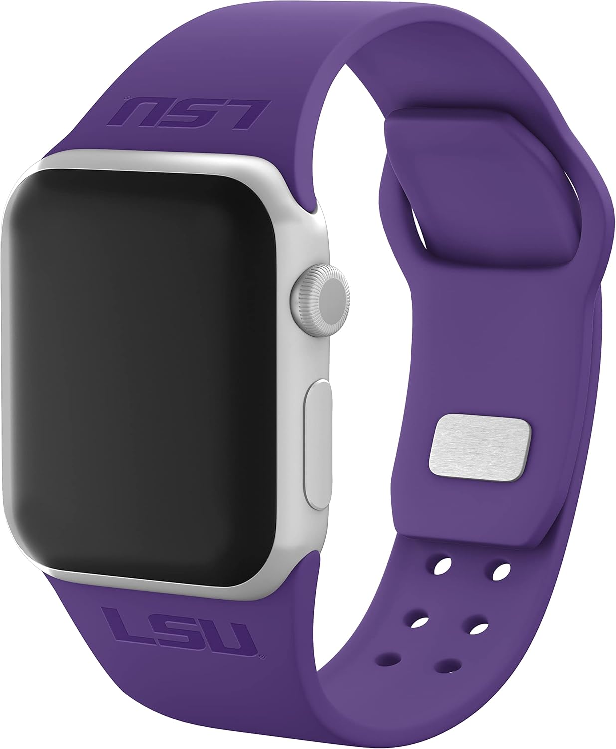 Affinity Bands Louisiana State LSU Tigers Engraved Silicone Sport Band Compatible with Apple Watch (42/44/45/49mm (46mm Series 11) Purple)