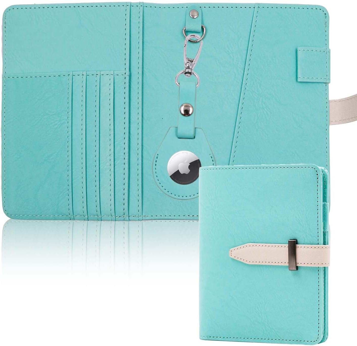 Deziliao Passport wallets, Mulit-purpose RFID Blocking Passport Holder AirTag Wallet, Travel Wallet（Blue-white）