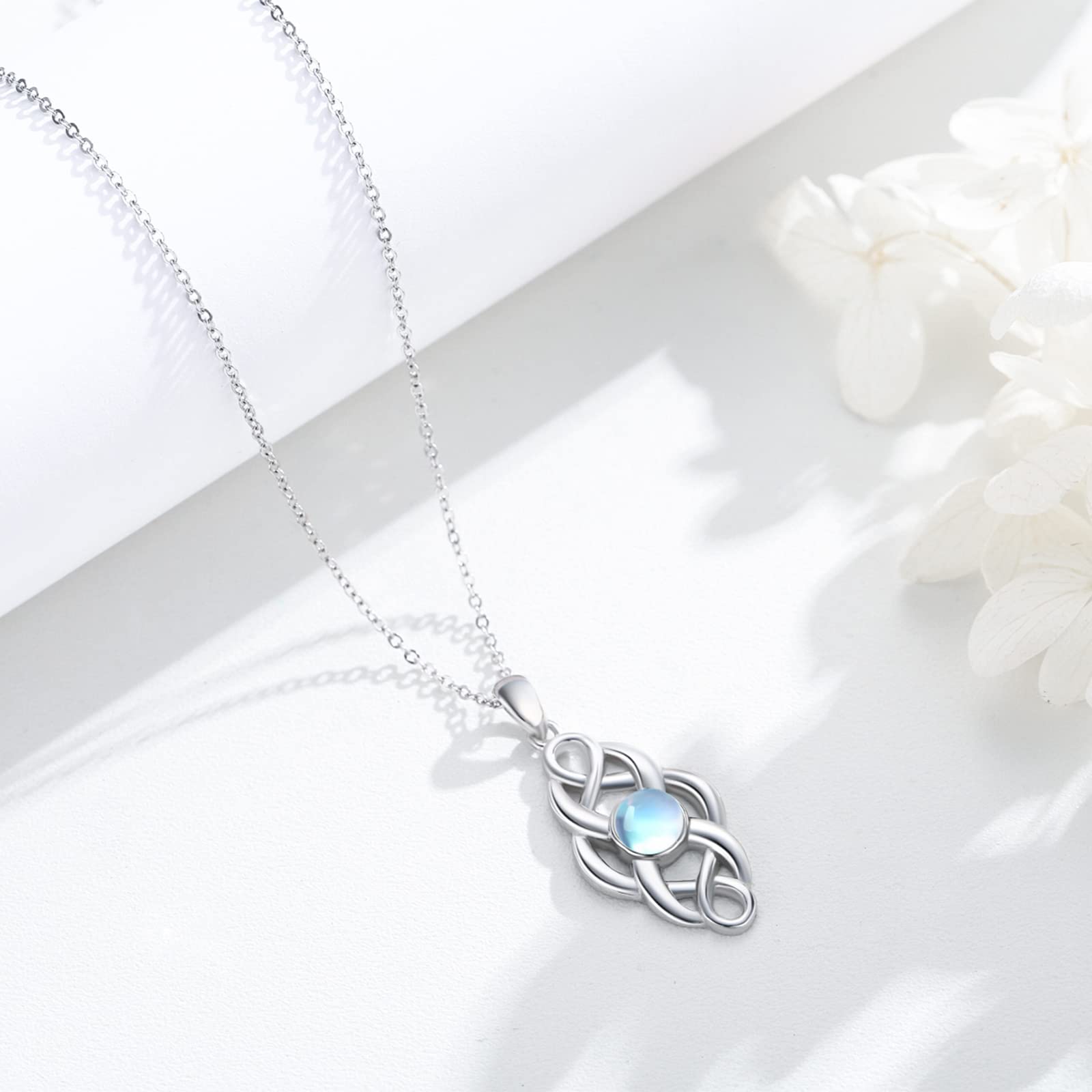 Mondstein Halskette 925 Sterling Silber Mondstein Anhänger Kette Regenbogen MondsteinSchmuck Geschenk für Damen