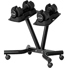 ATIVAFIT Adjustable Dumbbell Set with Rack, 525LB Pair Quick Dial Free Weights with Safety Lock & Anti-Slip Steel Handle, Heavy Duty Space-Saving Storage Stand for Home Gym Strength Training, Men & W