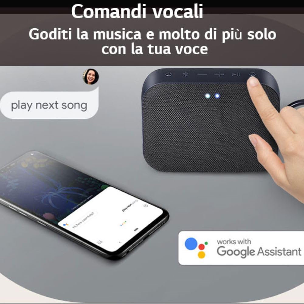 LG Electronics XBOOM Cassa Bluetooth, Speaker Bluetooth Portatile con Sound Boost(3W, Google, Siri,Alexa), Mini cassa, DXG1, Nero