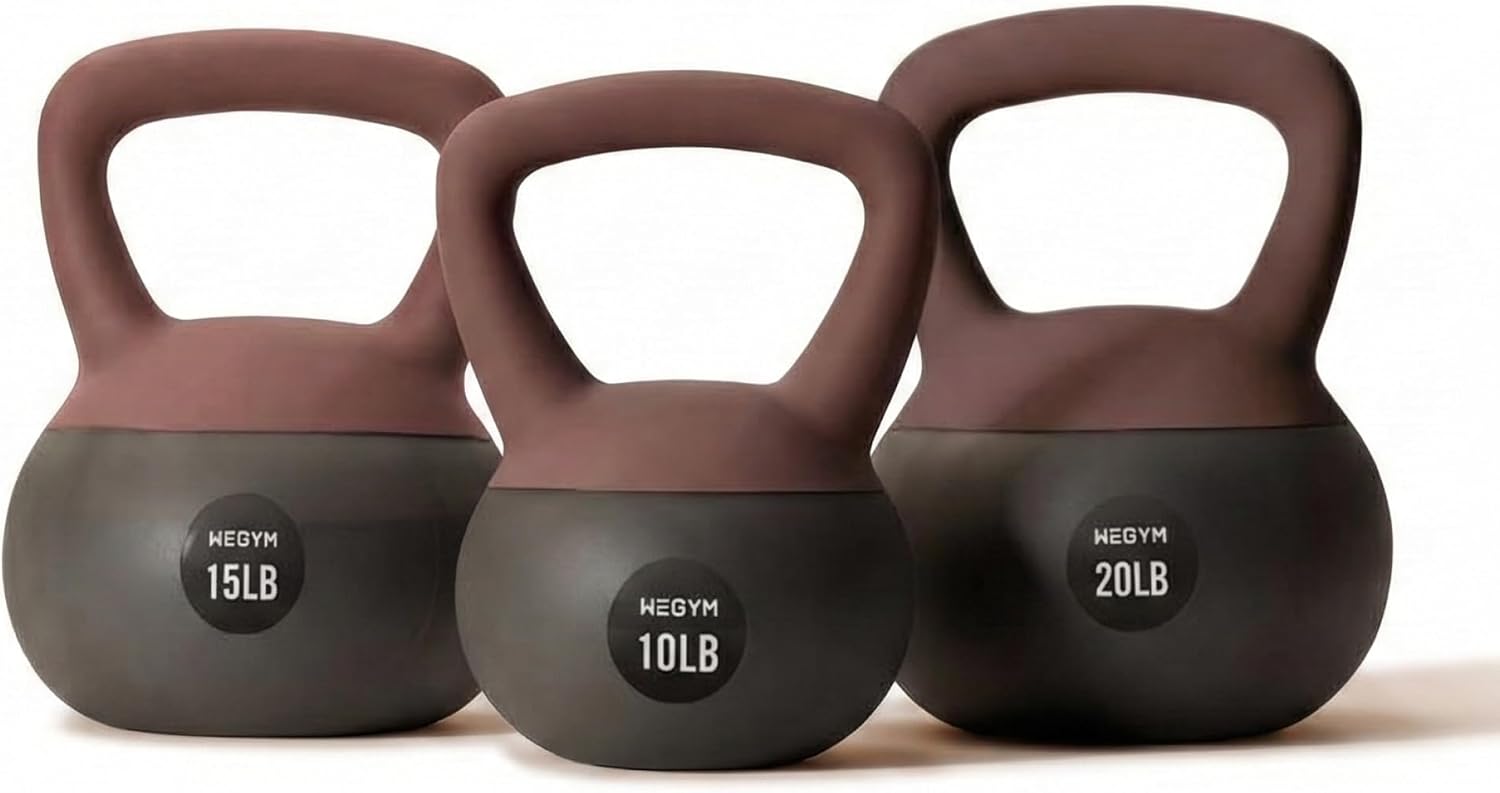 WeGym Soft Kettlebells 3PC Pink Set - Cushioned Base, Anti-Slip Handle for Safe Home Workouts & Strength Training