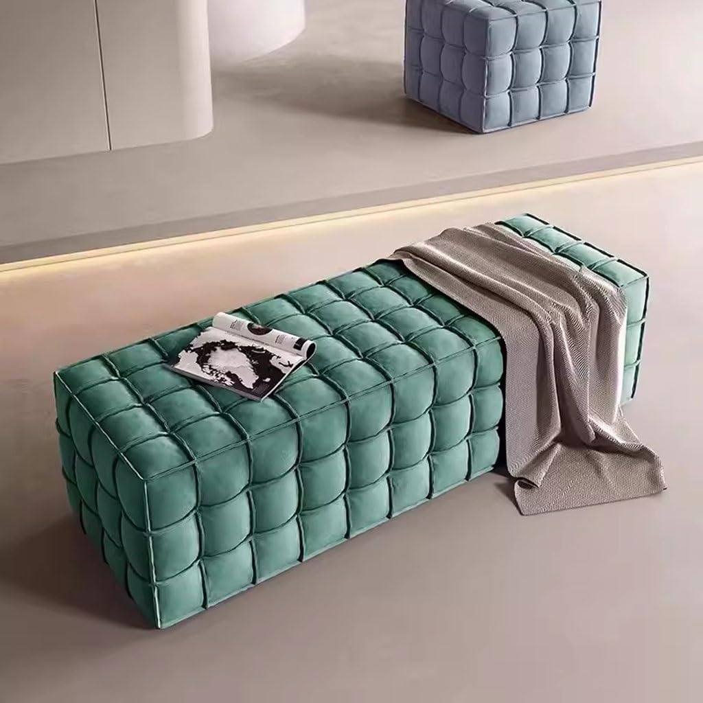 Slish sofa do sypialni z tapicerowaną tkaniną i litego drewna - wszechstronny taboret do zakładania butów lub siedzenia do małych, nowoczesnych wnętrz