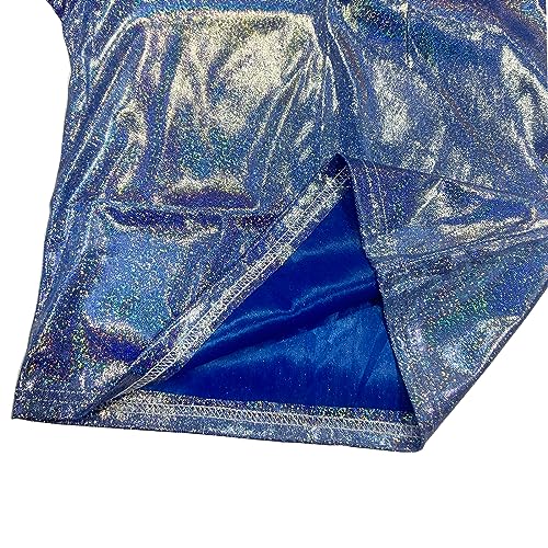 ZUYPSK Kinder Jungen Mädchen Metallic T-Shirt Lockeres Oberteil Kurzarm Paillettiertes Performance-Party-Jazz-Tanz-T-Shirt (DE/NL/SE/PL, Numerisch, 140, Regular, Blau)