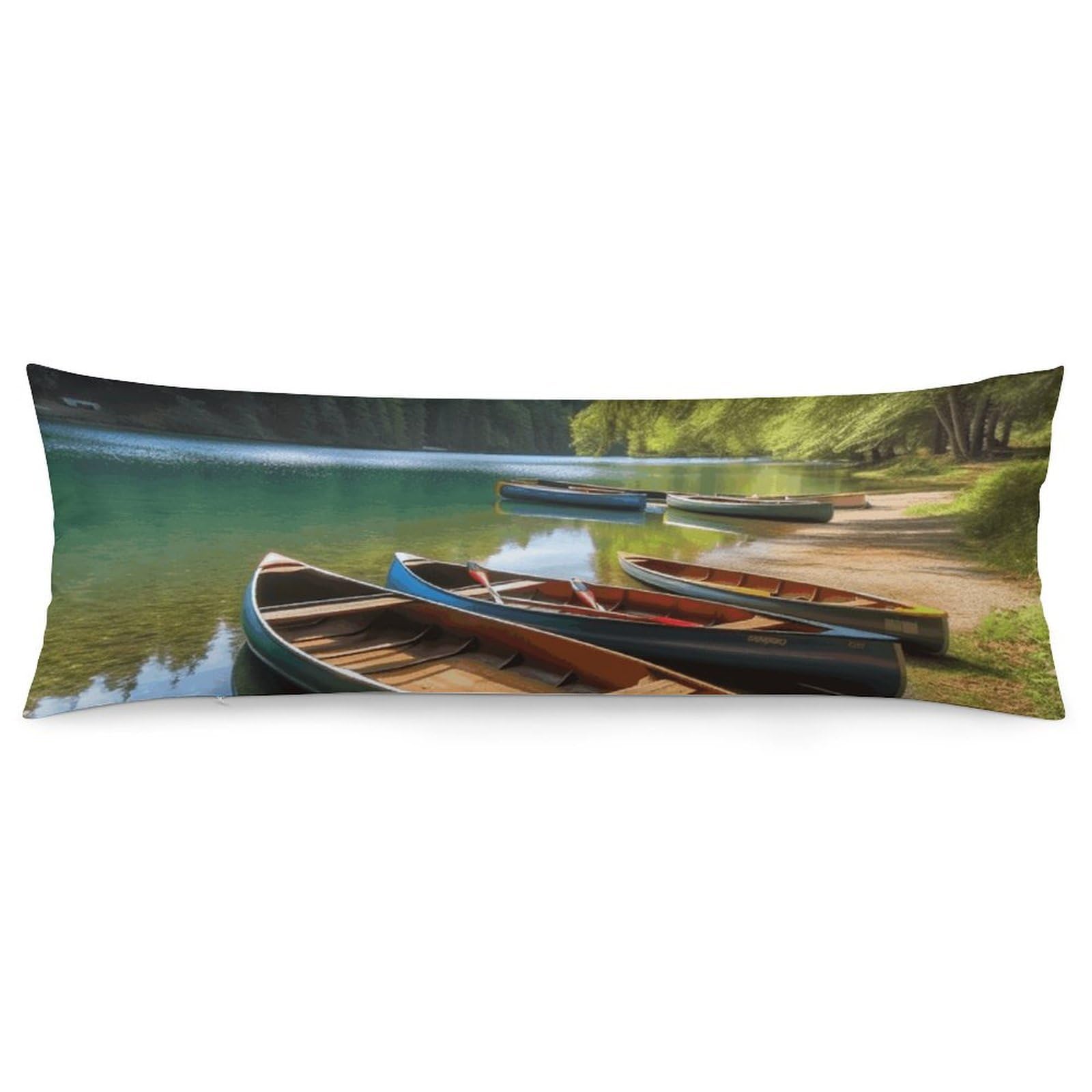 2 Pack Pillow Cases for Hair and Skin, Soft Breathable Pillow Case Covers with Hidden Zipper, Lake with Boats Canoes Park Pillowcase 20"x54" Pillow Covers for Sleeping Gift