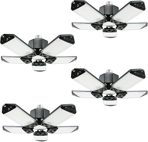 Miniatura 14 de Luz LED para garaje, 80 W, 8000 lúmenes, luces de techo con 3 paneles ajustables, lámpara LED de 6500 K, luz blanca de día, luces LED para garaje