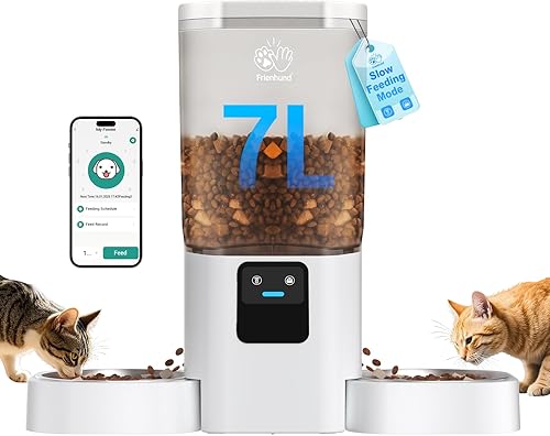 Comedero Automático para Gatos 2 Gatos con Alimentación Lenta: Comedero Automático Doble para Perros con WiFi 5G, Dispensador de Comida para Gatos 1