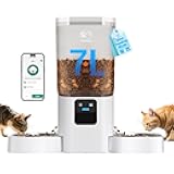 Automatic Cat Feeder 2 Cats with Slow Feed: Dual Automatic Dog Feeder with 5G WiFi, Cat Food Dispenser with APP Control for Multiple Pets, Detachable for Easy Clean, Double Pet Bowl - 29 Cup