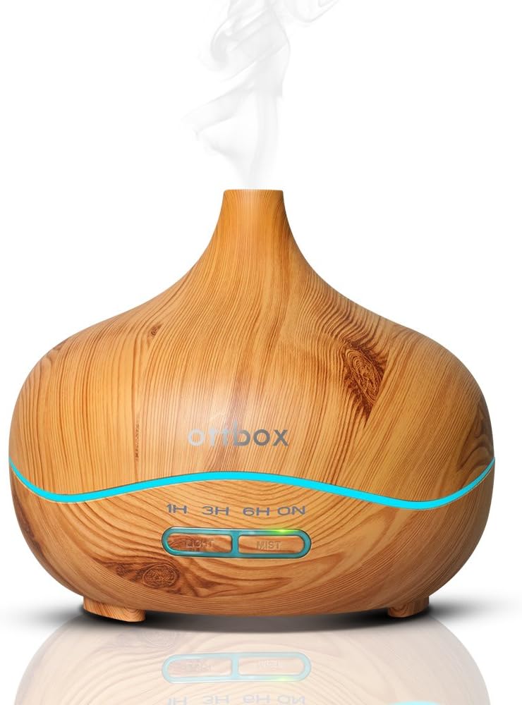 300ml Essential Oil Diffuser, Ottbox Mini Ultrasonic Aroma Cool Mist Humidifier Wood Grain for Office Home Bedroom Living Room Study Yoga Spa …