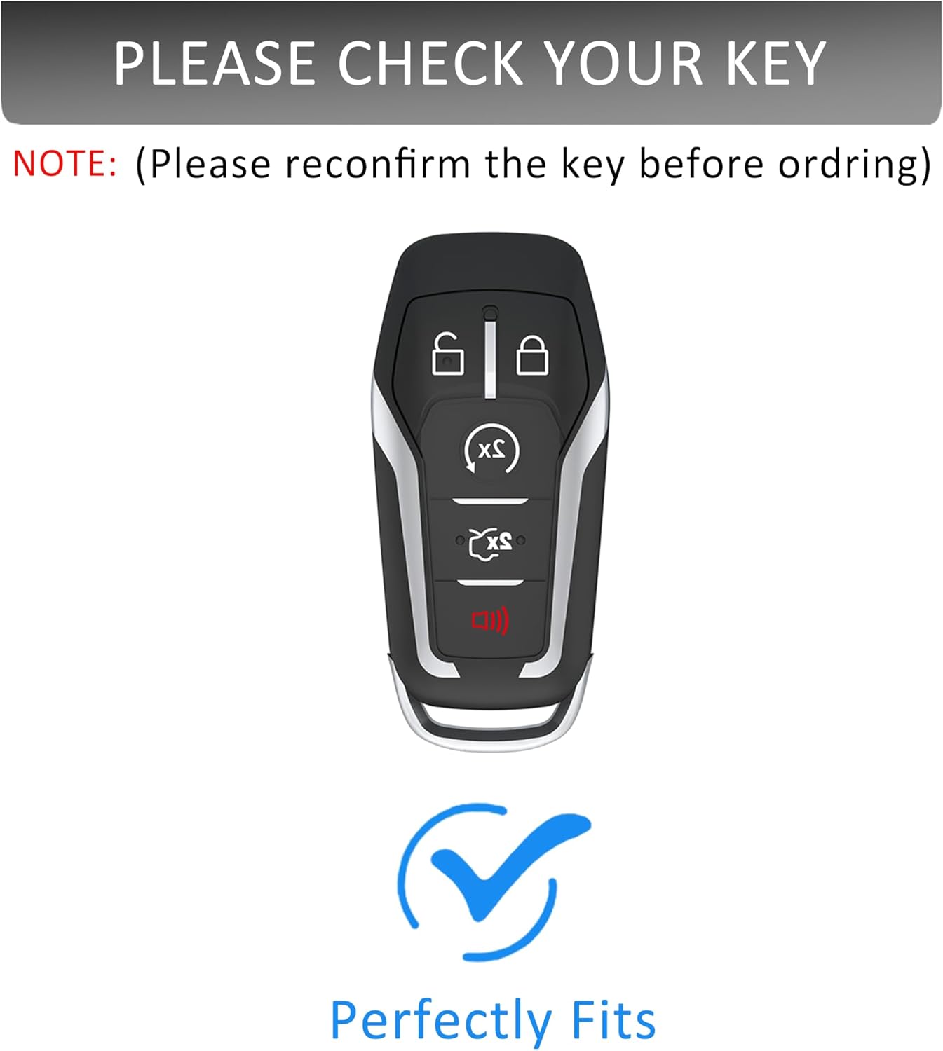 Heavy Key Fob Cover for Ford Zinc Alloy Metal Key Case Compatible with Fusion Mustang Edge Explorer F150 MKC