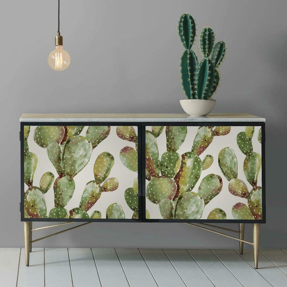 RoomMates RMK11352WP Green Prickly Pear Cactus Peel and Stick Wallpaper