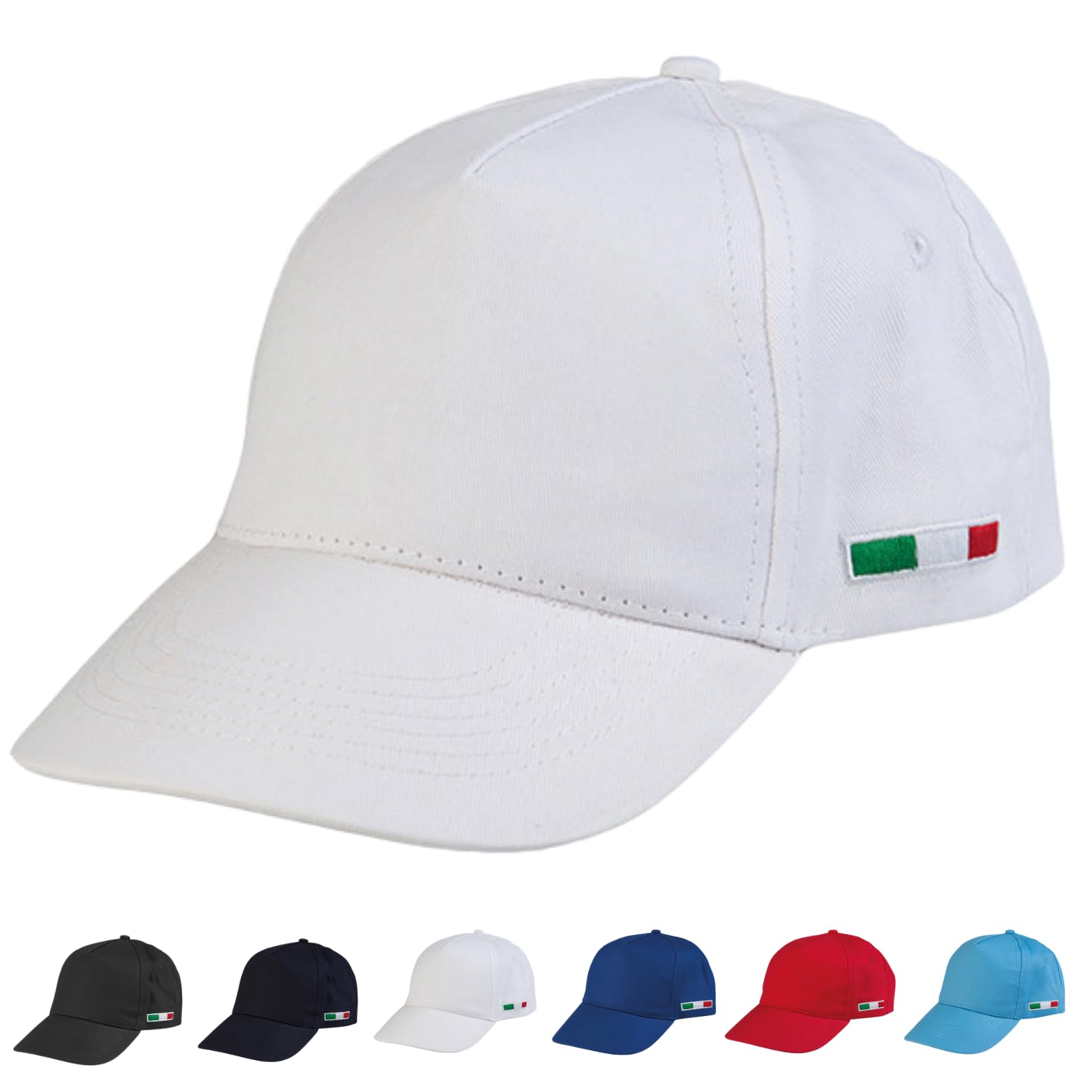 Stock da 10 Cappellini Personalizzati con Logo Gadget Personalizzabili Promozionali con Stampa per Eventi, Gite, Fiere, Aziendali Berretti Pubblicitari da Uomo e Donna Stampati con Visiera PM102