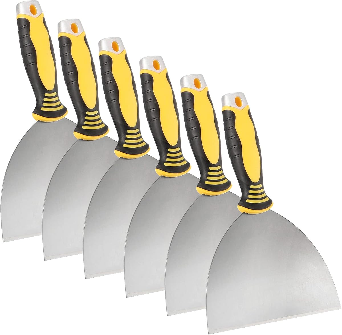 MUKCHAP 6 PCS Joint Knife, 6 Inch Putty Blade Drywall Joint Knife with Ergonomic Plastic Soft-Grip for Plasterboard Mud Decal