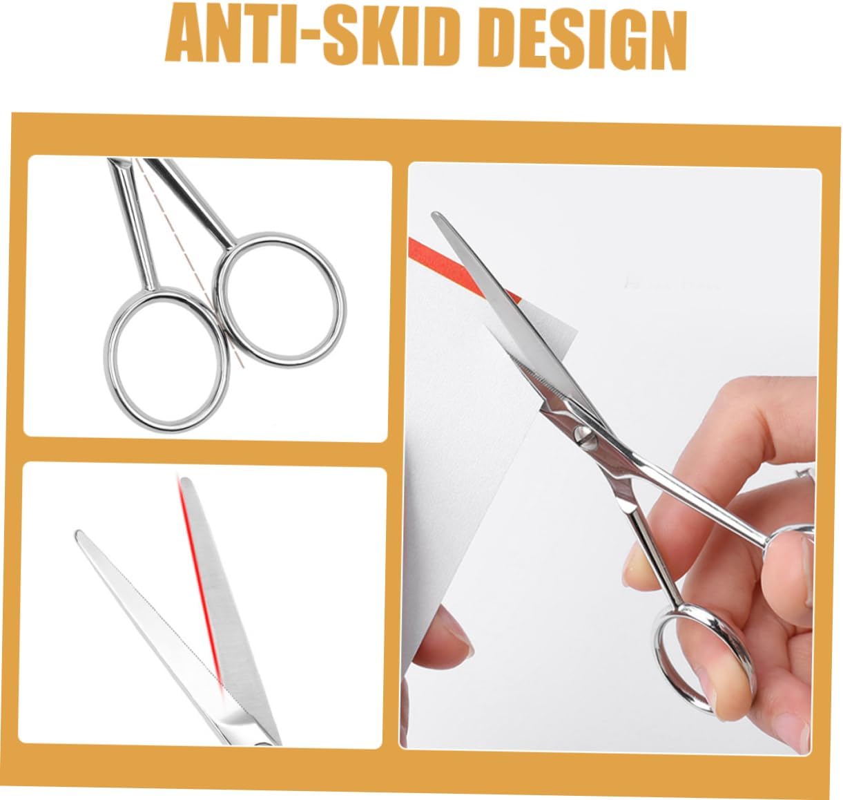 VOSAREA Stainless Steel Mustache Scissors with Toothed Blades for Precise Beard Grooming Ergonomic Non Slip Design Silver Finish Trimming Scissors for Mens Facial Hair Care
