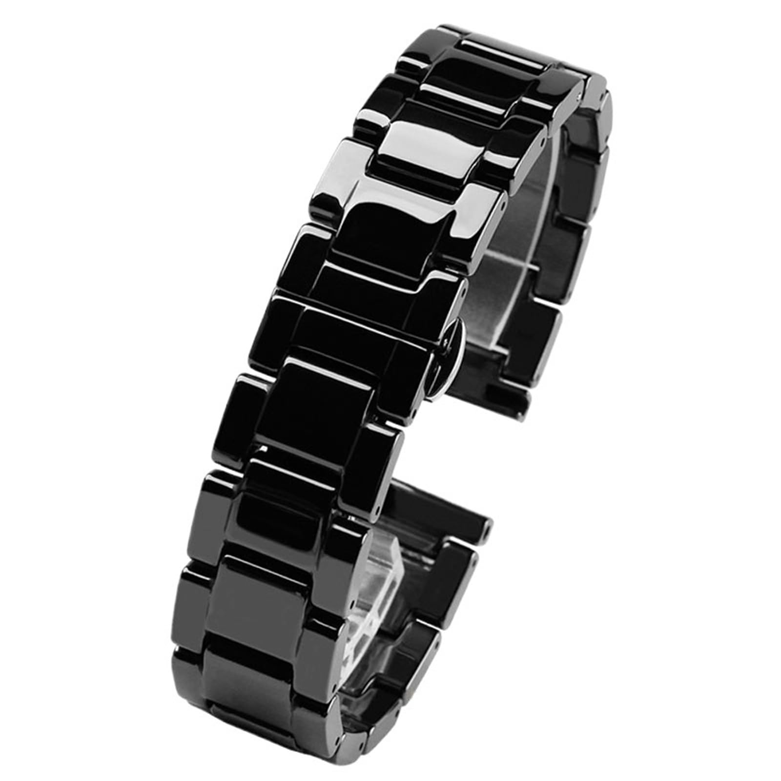 Reloj de cerámica de liberación rápida con correa de cierre de mariposa de doble presión, estilo unisex
