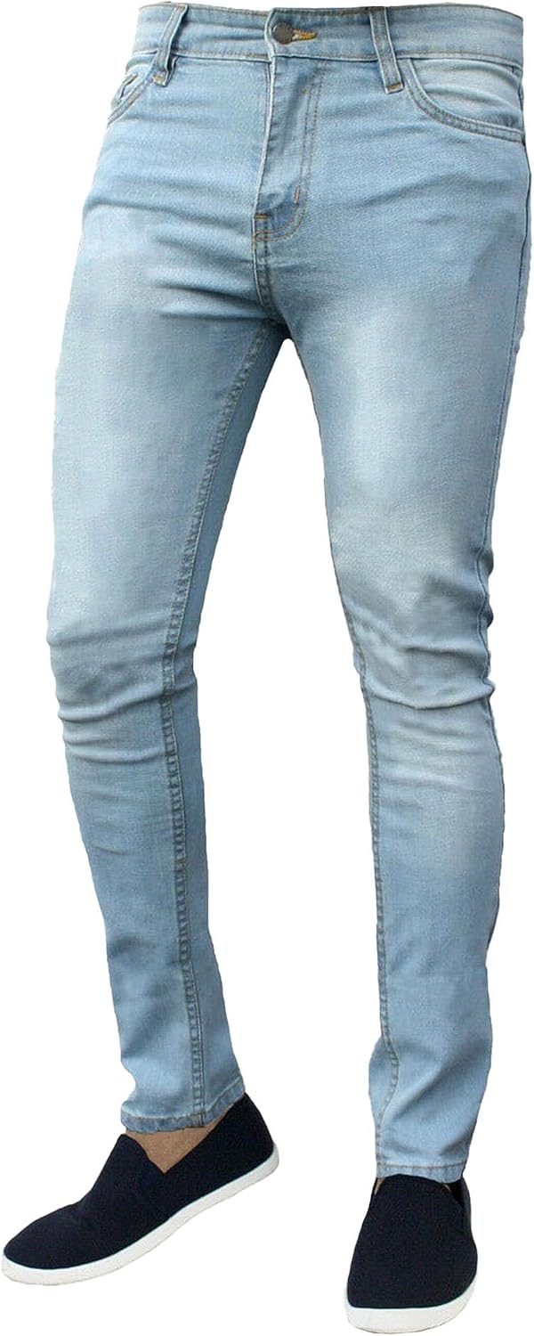 Men Casual Tapered Skinny Denim Pants Classic Young Mid Rise Pencil Jeans Y2K Daily Comfort Flexible Denim Trousers