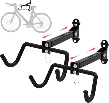 Qualward Bike Wall Mount Hanger، حامل دراجة المرآب لتخزين الدراجات الداخلية في منزل المرآب، حامل الدراجة الأفقية لدراجات الطرق، الدراجات الجبلية، الدراجات الهجينة