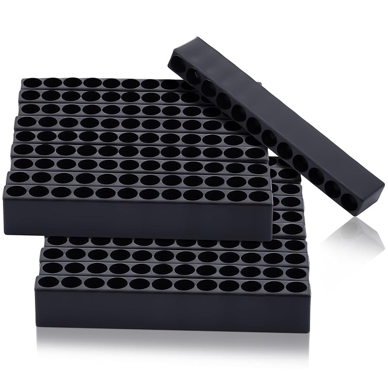 Kigley Organizador de Pontas para Furadeira com Haste Hexagonal e 12 Furos Preto, 20 unidades