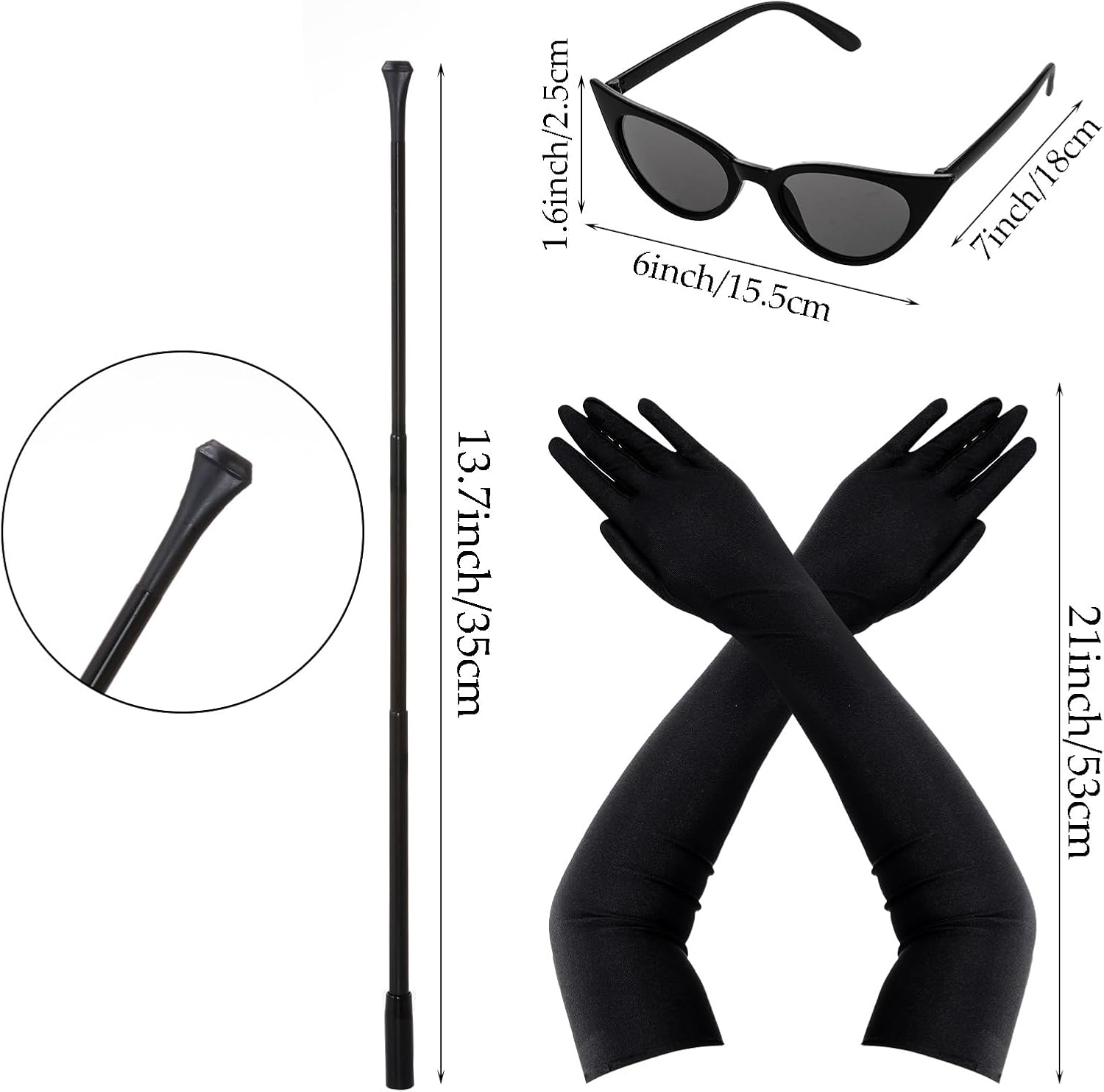 6 Pieces Halloween 1920s Accessories for Women, Halloween Costume at Breakfast, Vintage Necklace Earrings Tiara Hairpiece Black Opera Gloves, Flapper Party Cosplay Jewlery Set - Image 3