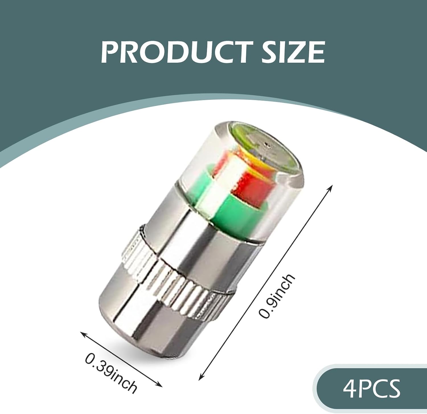 4PCS Auto Tire Valve Caps, Tire Pressure Monitor Valve Stem Caps, Tire Valve Stem Cap Cover, Car Tire Pressure Monitor Valve Stem Caps Sensor Indicator, 3-Color Indication