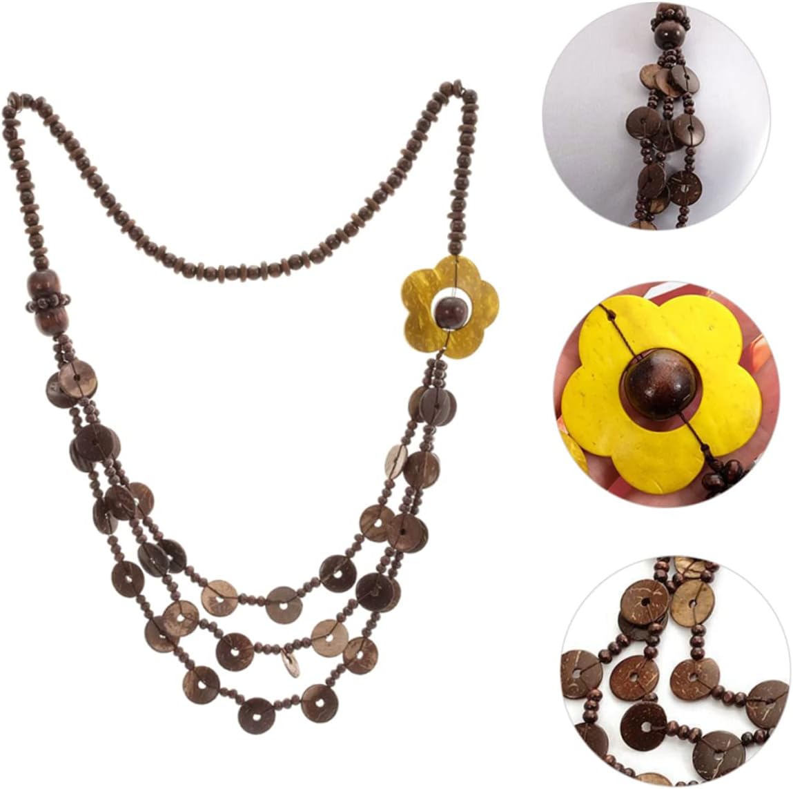 LIFKOME Cute Necklaces for Teen Girls Beads Neck Chain Wooden Coconut Shell Jewelry