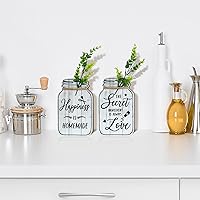 Vista 7 de Bnesi Decoración de pared de cocina, decoraciones rústicas de granja, 4 piezas de tarro de madera rústica decoración de cocina para pared (beige)