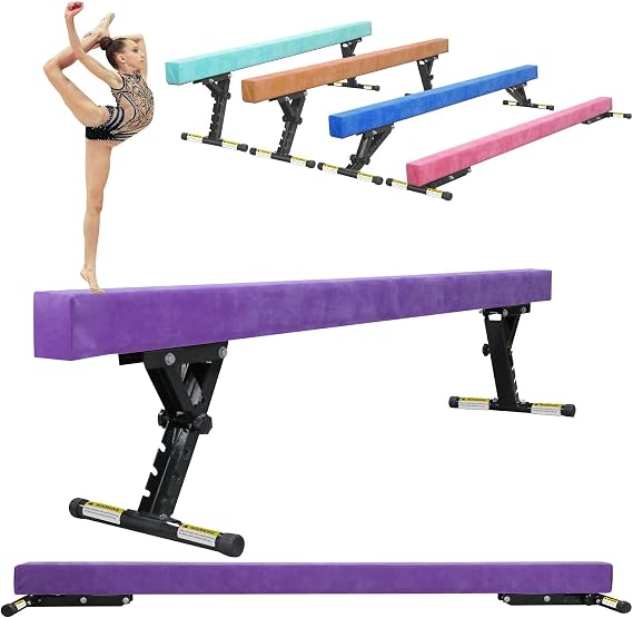 Gymnastics Beam 8ft High and Low Floor Balance Beam with 5 heights Adjustable, Gymnastics Balance Beam for Kids Children Girls Training, Home Gym Equipment for All Gymnastic