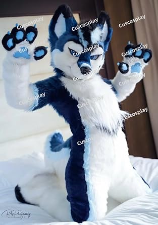 Dark Blue Husky Fursuit Mascot Costume Customize Cartoon Anime Theme Character Adults Outfit