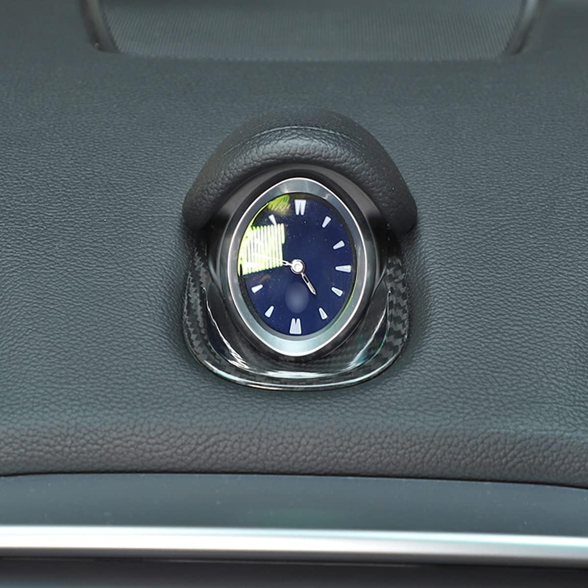 Real Carbon Fiber Car Center Dashboard Clock Trim Frame Cover Fit for Maserati Ghibli 2014-2021 Car Interior Accessories(Carbon Fiber Black)