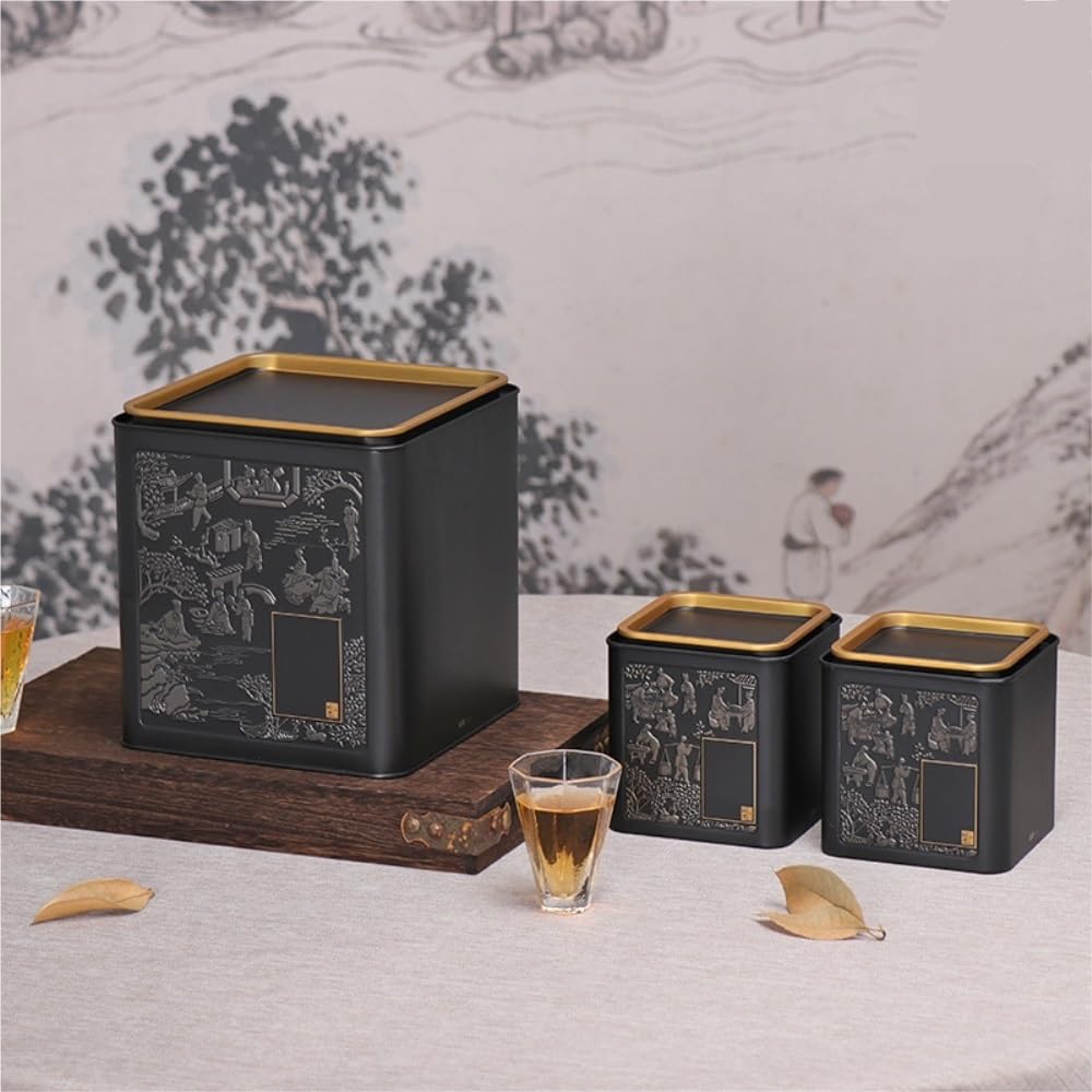 HLTYGWX Teedose, Vorratsbehälter für große Teemengen, quadratische Eisendose, versiegeltes Glas, großes Fassungsvermögen, leeres Glas, Tee-Set, einzelnes Glas, Geschenkbox-Set, Teedose (A)
