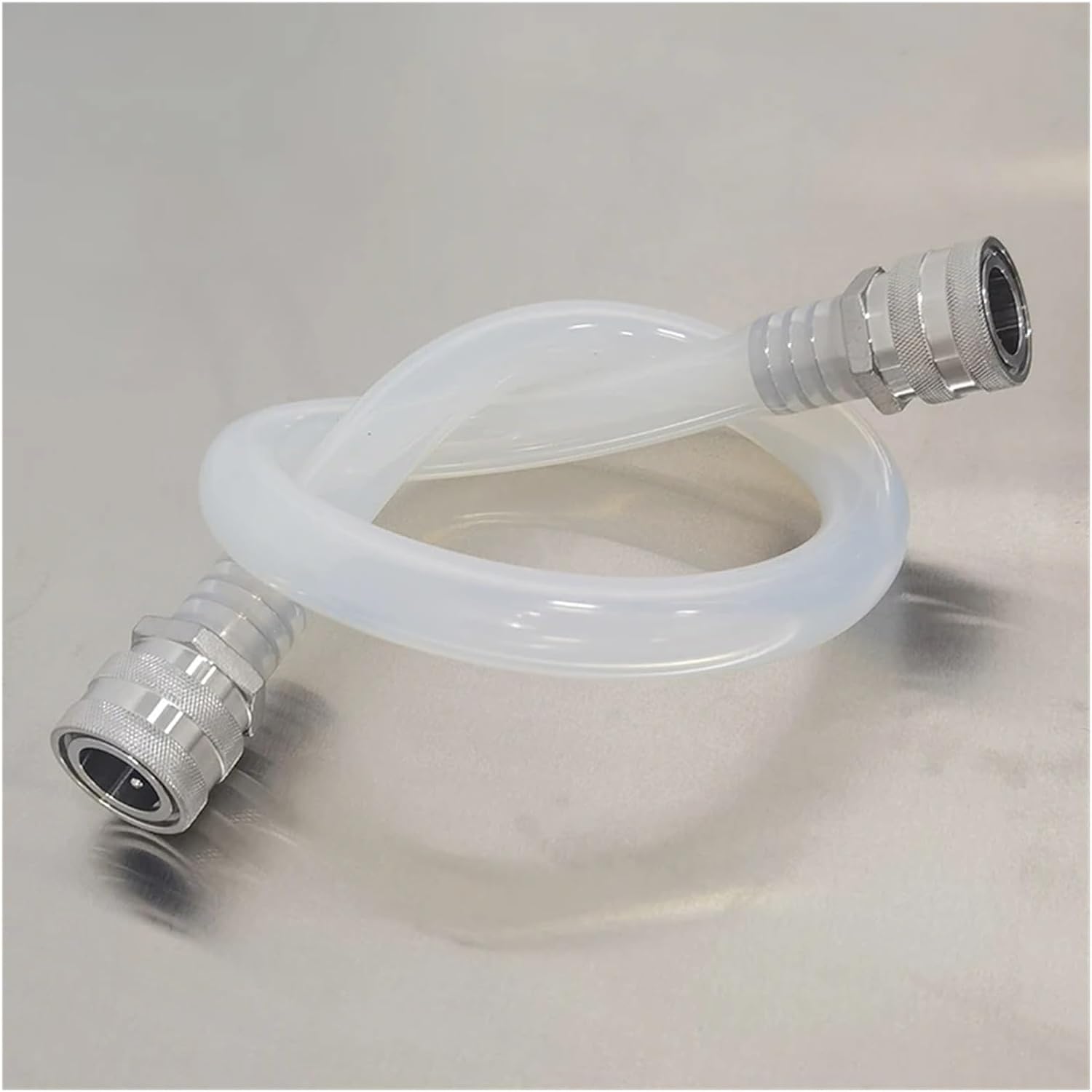 Wine Making- Home Brewing High Temp Food Grade Clear Silicone Hose with Dual Female Quick Disconnects 1/2" ID Full Port Homebrew Tubing Wine Accessories(4ft Hose)