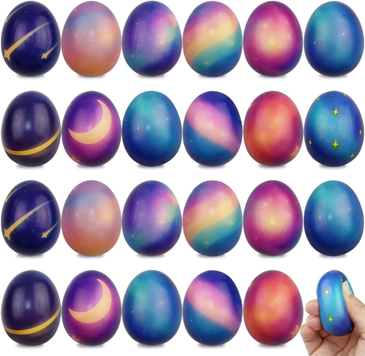 Jofan 24 Pack Easter Eggs Galaxy Slow Rising Squishy Toys for Kids Girls Boys Easter Basket Stuffers Gifts Party Favors
