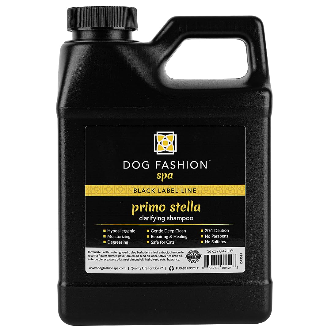 Dog Fashion Spa Stella Primo Dog Clarifying Shampoo – 16oz | Hypoallergenic and Moisturizing | Signature Stella Scent | Safe for Dogs & Cats | 20:1 Dilution, Made in USA