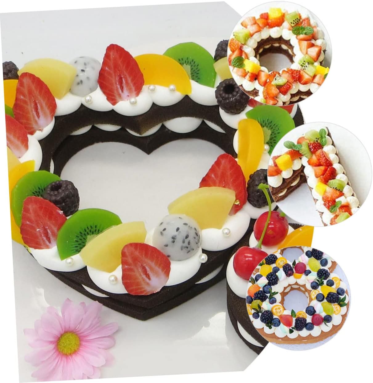 Cabilock 37pcs Heart Shaped Cake Molds and Number Stencils Set Reusable Baking Templates for DIY Birthday and Wedding Cakes Food-Grade Silicone Easy to Use