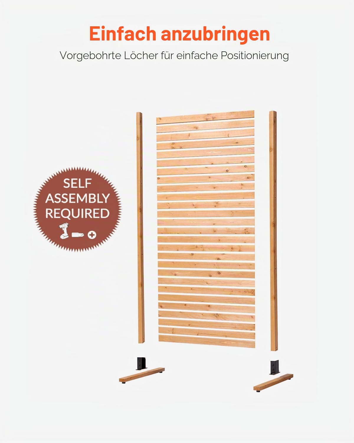 VEVOR Sichtschutz aus Holz, 91x6,3x187 cm, Raumteiler für den Außenbereich, freistehender Raumtrenner, dekorativer Trennwand für die Terrasse, Außentrennwand für Balkon, Terrasse, Rasen, Garten