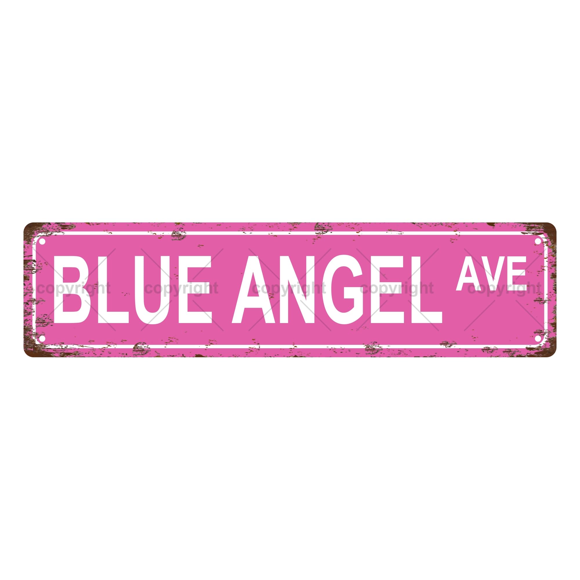 Blue Angel Ave People Metal Tin Street Sign Bar Cafe Garage Cave Home Room Wall Bathroom Farmhouse Garden Porch Patio Decor,4x16 Inch