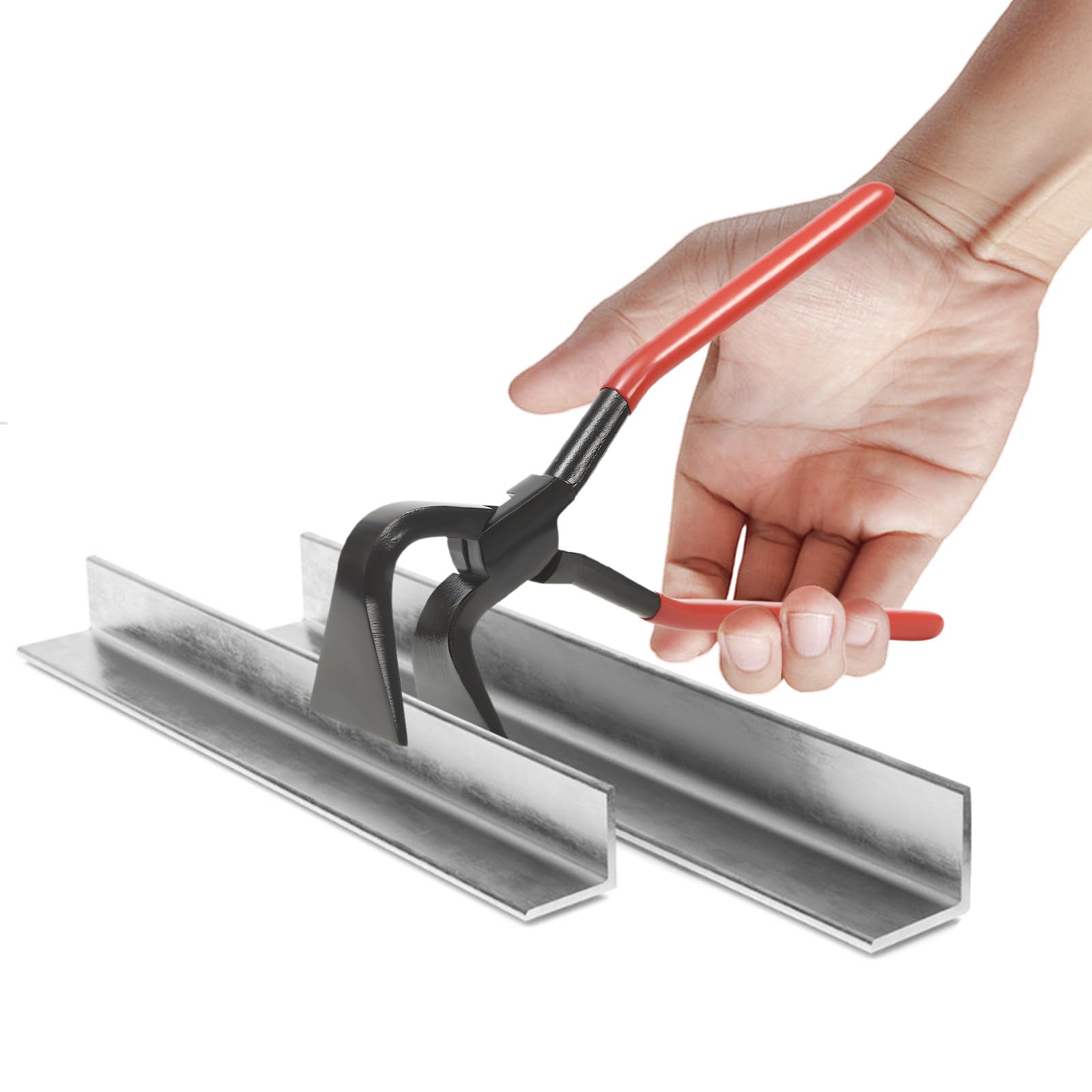 Set di 3 utensili in lamiera, set di pinze per piegatura e appiattire di lamiera, diritte, 45° e 90°, colore: rosso