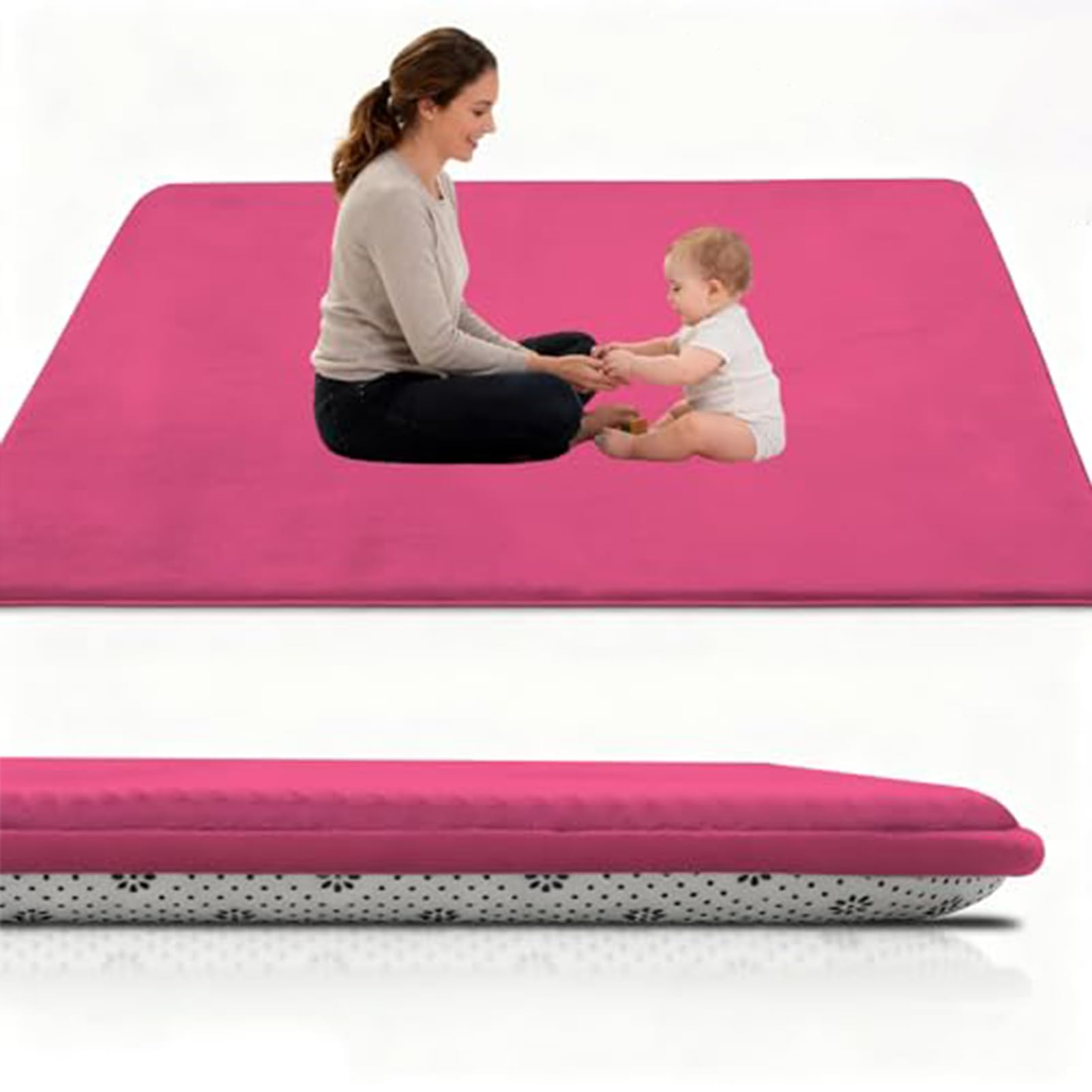 Baby Play Mat Red 3CM Thick Crawling Mat for Baby Non-slip, High-Density Soft Baby Play Mats for Babies and Toddlers, Coral Velvet Area Rugs, Nursery Rugs Crawling Carpet for Floor 120 x 160 cm