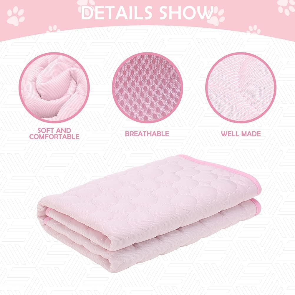Homimp Upgraded Dog Self Cooling Mat for Small Medium Large Dogs, Ice Silk Soft Absorbent Non-Slip Cool Mat Machine Washable Summer Reusable Training Pad for Cat Puppy Kennel Crate Bed
