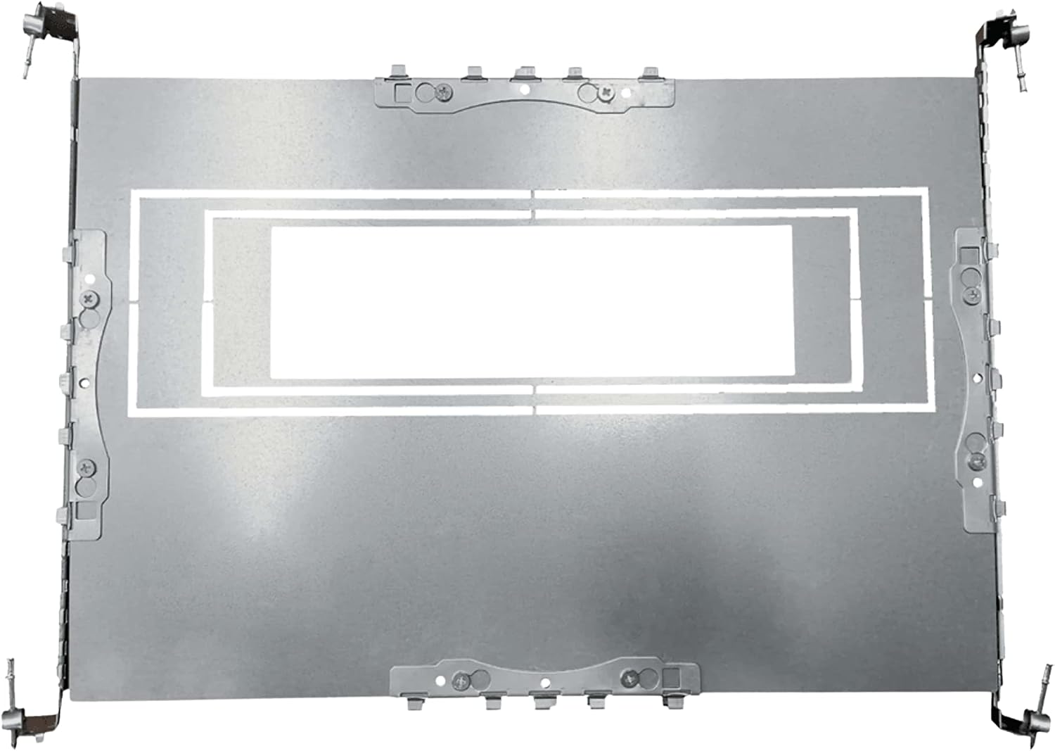 4 Head Multiple Universal New Construction Plate for LED Recessed Lighting Kits, Extendable Hanger Bars, Adjustable Sliding Plate, Cut Out Sizes 9.92” X 2.83”-12.52” X 3.54”-15.27” X 4.33 ”