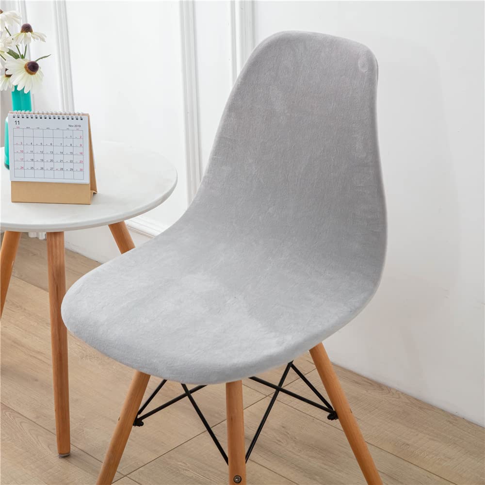 Highdi Luxury Velvet Scandinavian Dining Chair Covers, Nordic Style Universal Armless Chair Slipcovers Shell Chairs Covers Removable Washable for Kitchen, Bedroom, Living Room (Light gray,2 PCS) — image 1