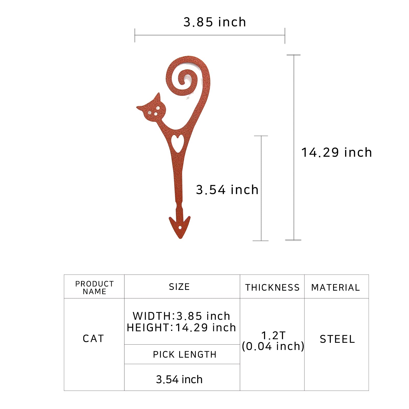 STEELDECO Plant Stakes Powder Paint Coating Garden Picks-Potting and Changing -Steel-Brown- Cat