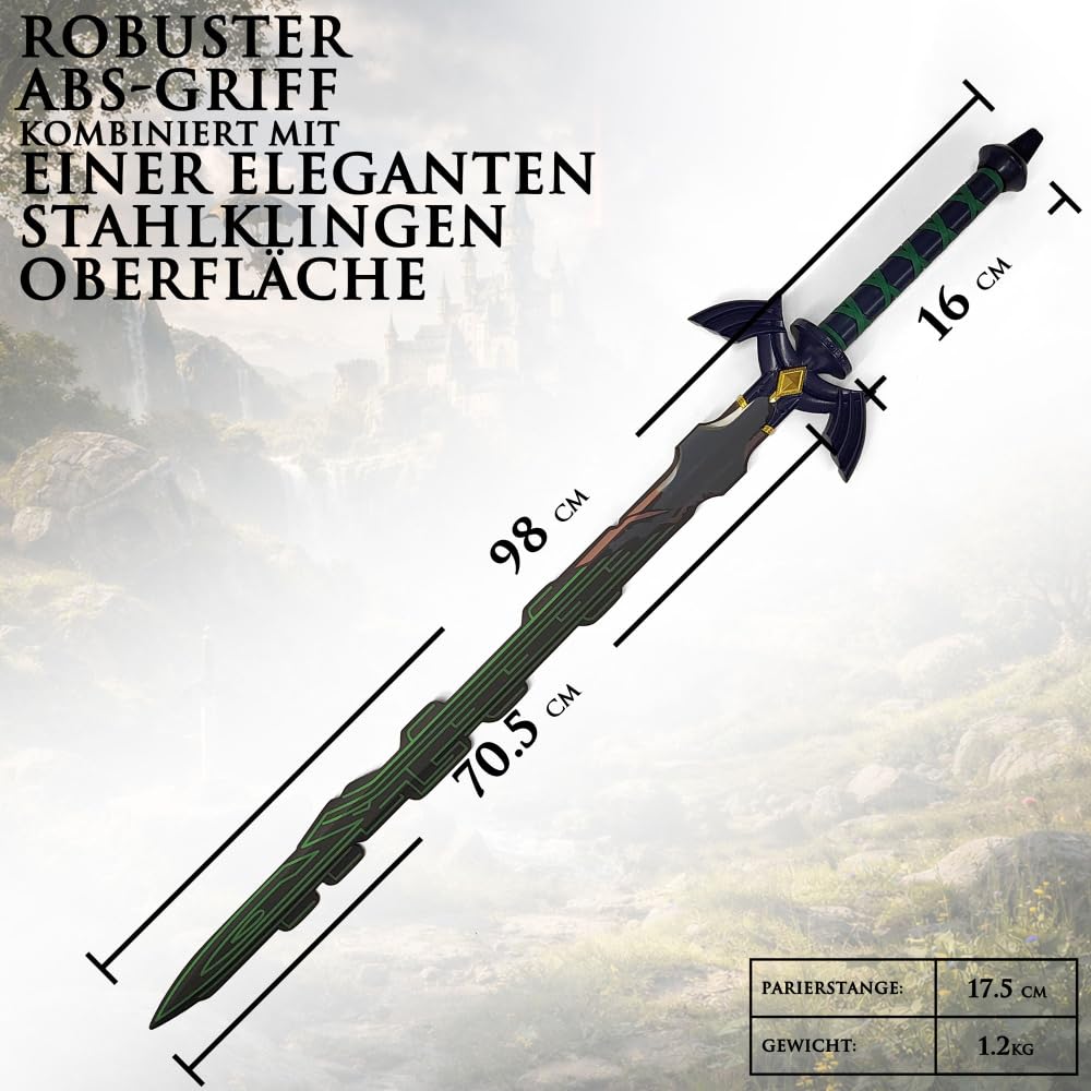 Schwert Zelda - Link Hylia Master Schwert, Zelda Sword Edelstahl mit Scheide, Metall Stahlschwert für Zelda Kostüm & Zelda Geschenk