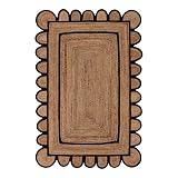 PATEL EXPORTS 8X8, 9X9, 10X10 Scalloped Jute Rug, Scallop Edge Rug, Christmas Decorative Rug, Natura