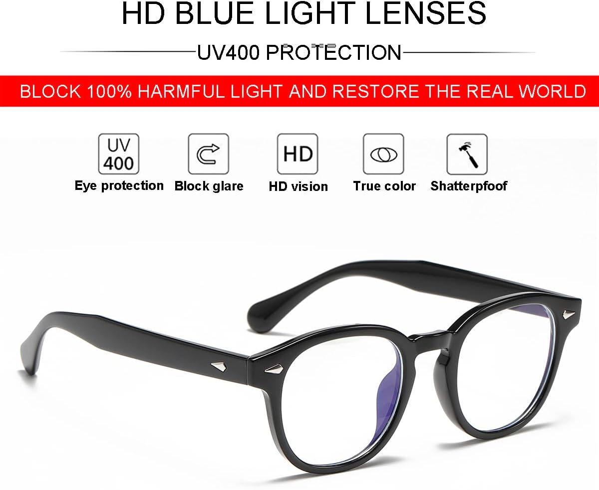 JOVAKIT Small Round Blue Light Glasses for Women Men 90s Retro Fashion Round Glasses Computer/TV/IPhone Eyeglasses - Image 5
