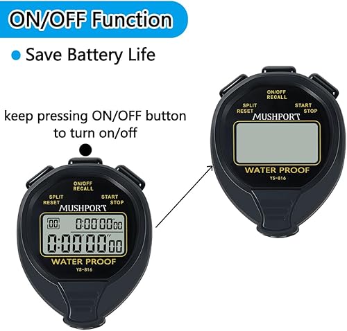 Miniatura 3 de Cronómetro impermeable con temporizador de 30 vueltasdivisión solo modo cronómetro, función simple de recuperación de memoria silenciosa de